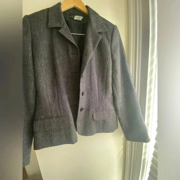 Vintage Harve Benard 100% Wool Suit Jacket Coat Blazer Gray Button Size 8 Womens - Picture 2 of 10